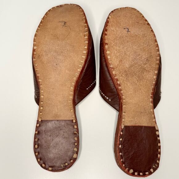 Women's Size 7 Brown Indian Mule Beaded Shoes - Picture 8 of 8